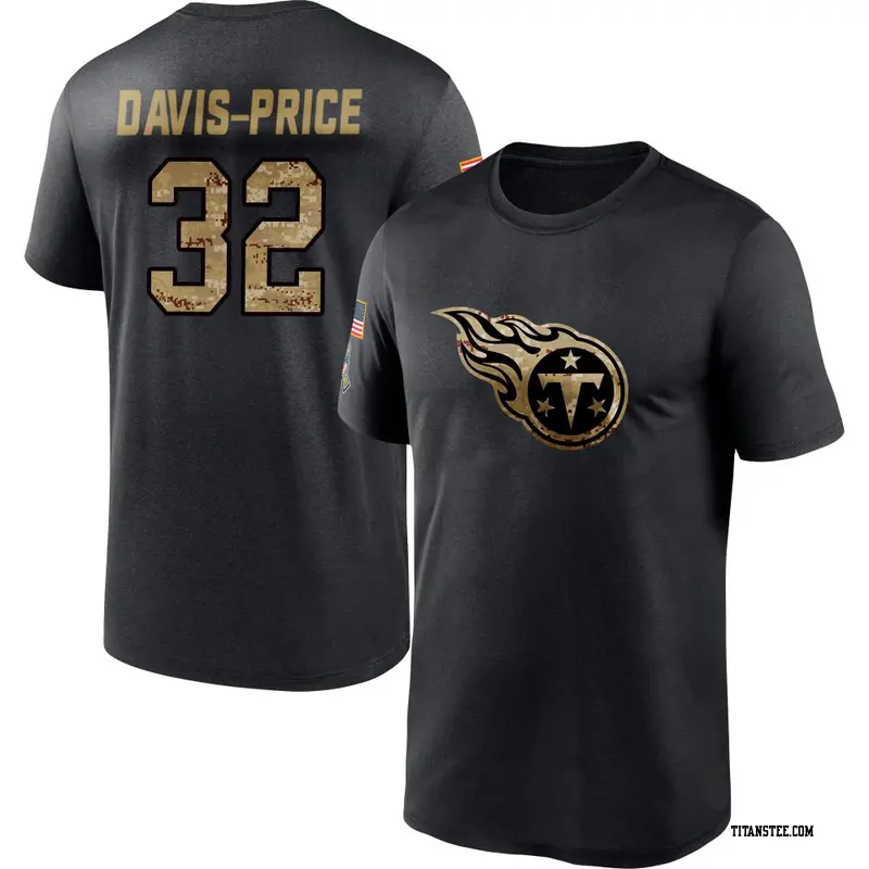 Men's Tennessee Titans ＃32 Tyrion Davis-Price Black 2020 Salute To Service Performance T-Shirt