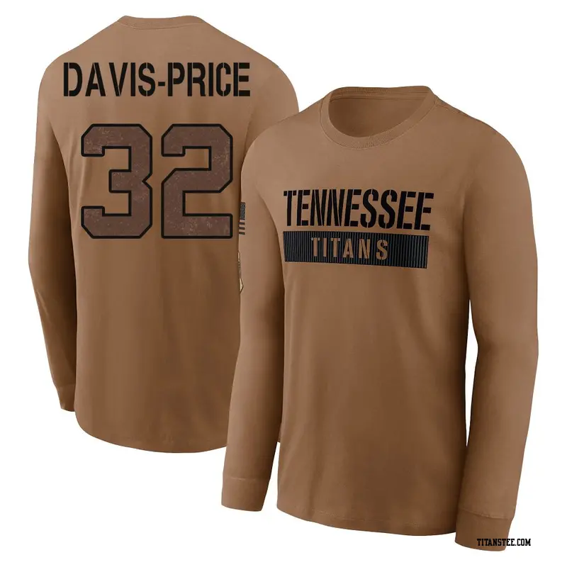 Men's Tennessee Titans ＃32 Tyrion Davis-Price Brown 2023 Salute To Service Long Sleeve T-Shirt