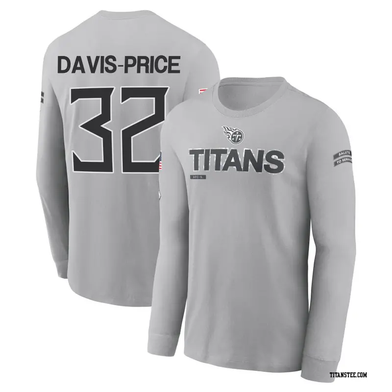 Men's Tennessee Titans ＃32 Tyrion Davis-Price Gray 2024 Salute to Service Long Sleeve T-Shirt
