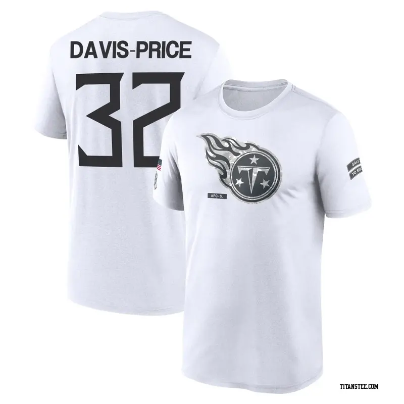 Men's Tennessee Titans ＃32 Tyrion Davis-Price White 2024 Salute to Service Performance T-Shirt