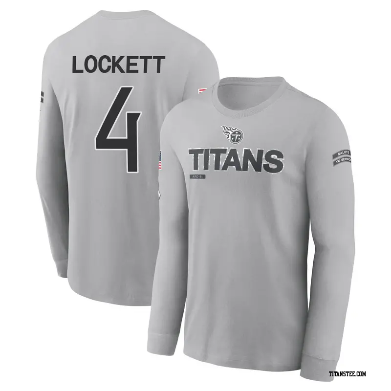 Men's Tennessee Titans ＃4 Tyler Lockett Gray 2024 Salute to Service Long Sleeve T-Shirt