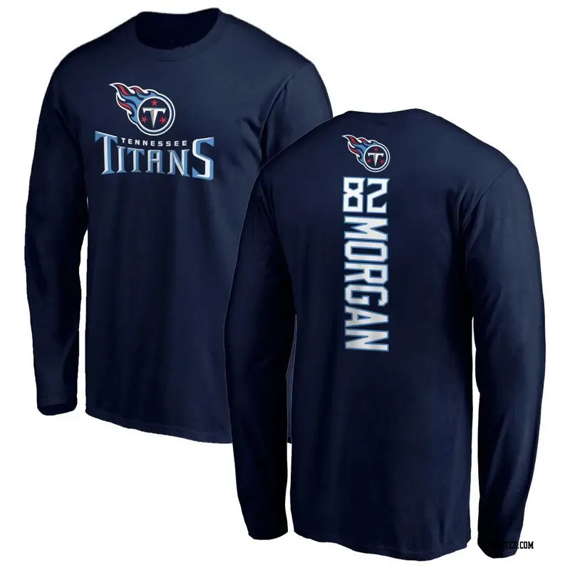 Men's Tennessee Titans ＃82 Stanley Morgan Jr. Navy Backer Long Sleeve T-Shirt