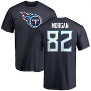 Men's Tennessee Titans ＃82 Stanley Morgan Jr. Navy Name & Number Logo T-Shirt