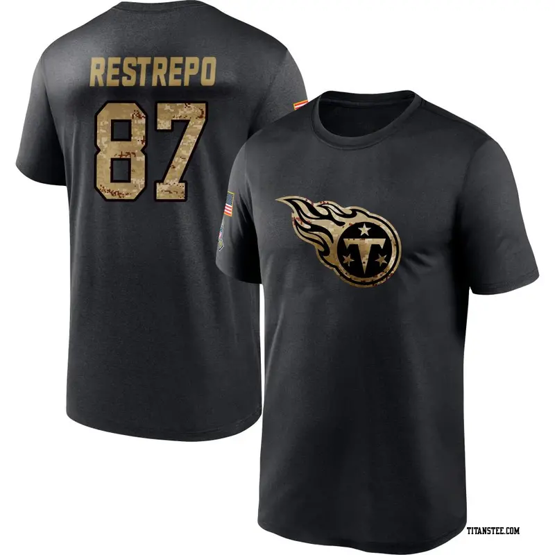 Men's Tennessee Titans ＃87 Xavier Restrepo Black 2020 Salute To Service Performance T-Shirt
