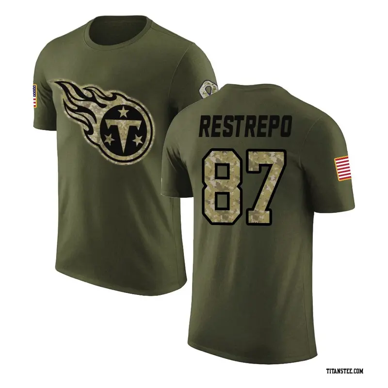 Men's Tennessee Titans ＃87 Xavier Restrepo Olive Salute to Service T-Shirt
