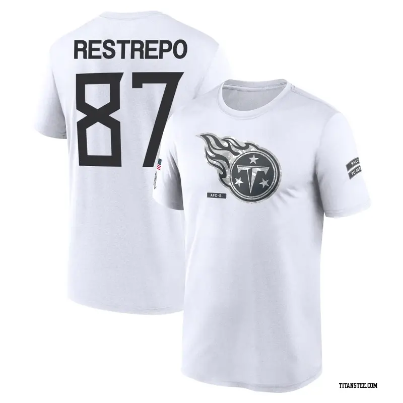 Men's Tennessee Titans ＃87 Xavier Restrepo White 2024 Salute to Service Performance T-Shirt