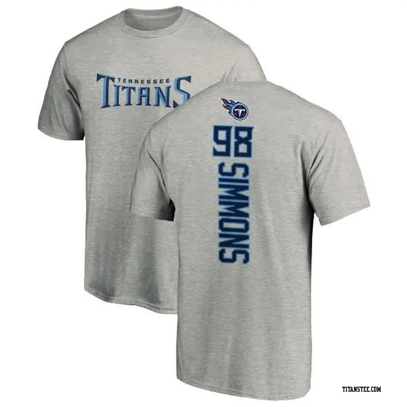 Men's Tennessee Titans ＃98 Jeffery Simmons Ash Backer T-Shirt