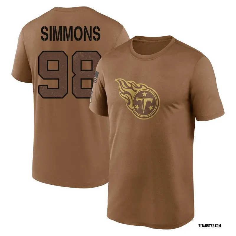 Men's Tennessee Titans ＃98 Jeffery Simmons Brown 2023 Salute To Service Performance T-Shirt