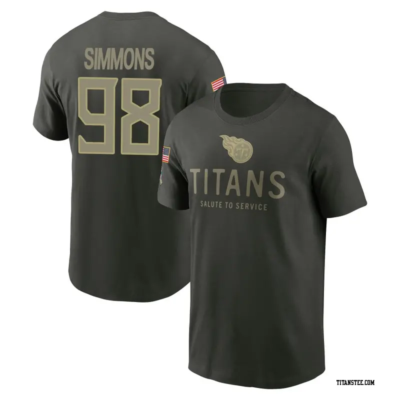 Men's Tennessee Titans ＃98 Jeffery Simmons Forest/Green 2025 Salute to Service Sideline Primary Edge T-Shirt