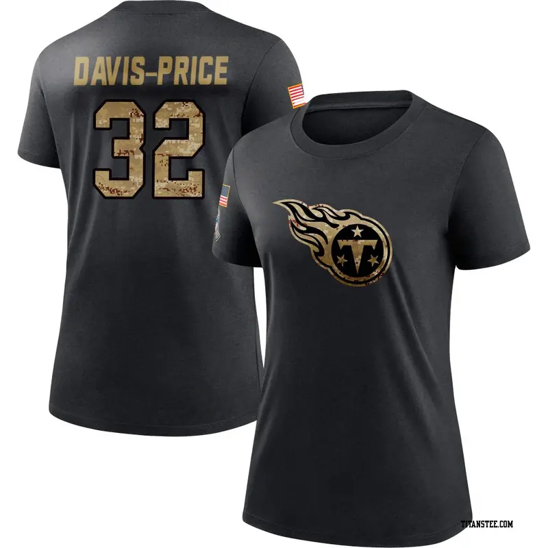 Women's Tennessee Titans ＃32 Tyrion Davis-Price Black 2020 Salute To Service Performance T-Shirt