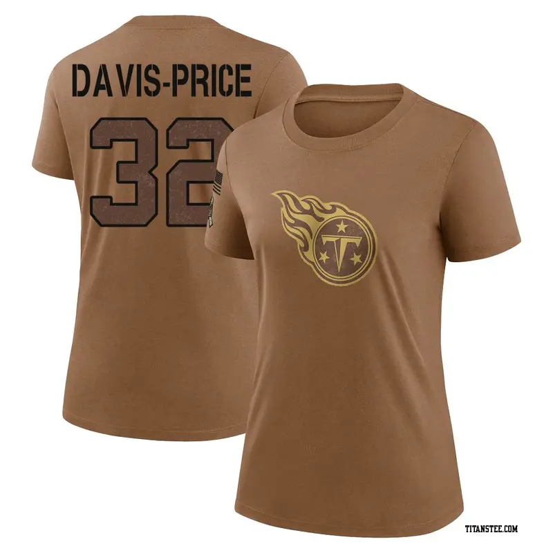 Women's Tennessee Titans ＃32 Tyrion Davis-Price Brown 2023 Salute To Service Performance T-Shirt