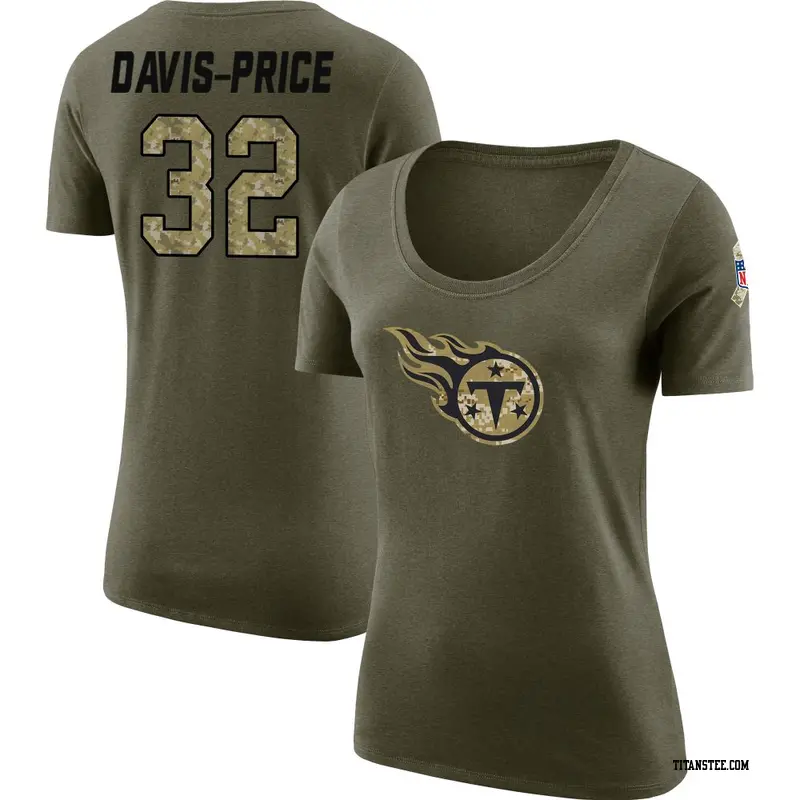 Women's Tennessee Titans ＃32 Tyrion Davis-Price Olive Salute to Service Scoop Neck T-Shirt