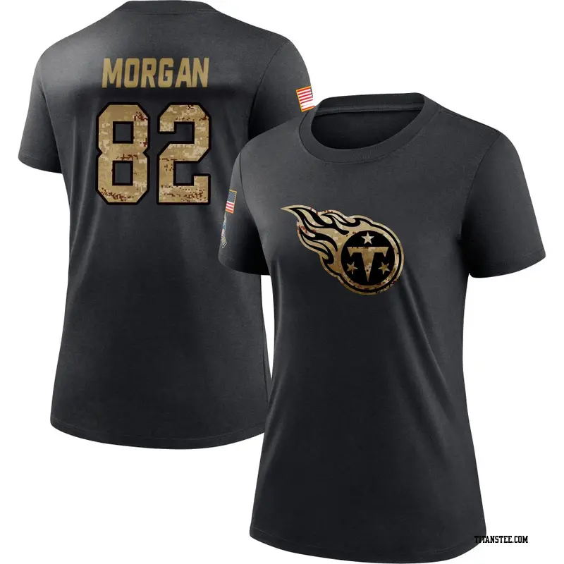 Women's Tennessee Titans ＃82 Stanley Morgan Jr. Black 2020 Salute To Service Performance T-Shirt
