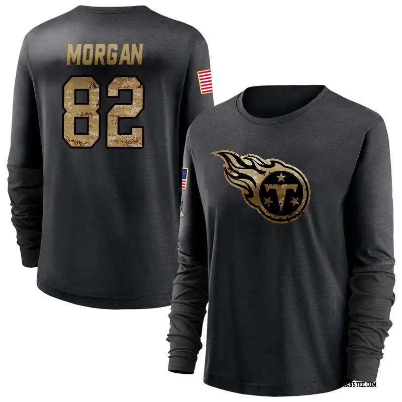 Women's Tennessee Titans ＃82 Stanley Morgan Jr. Black 2020 Salute To Service Sideline Performance Long Sleeve T-Shirt