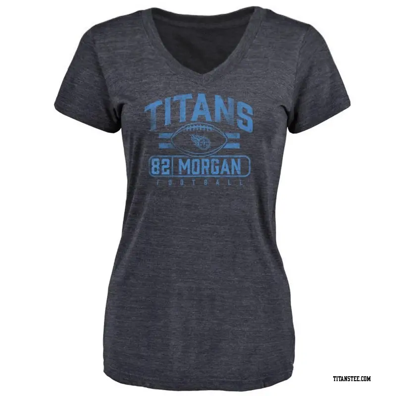 Women's Tennessee Titans ＃82 Stanley Morgan Jr. Navy Flanker T-Shirt