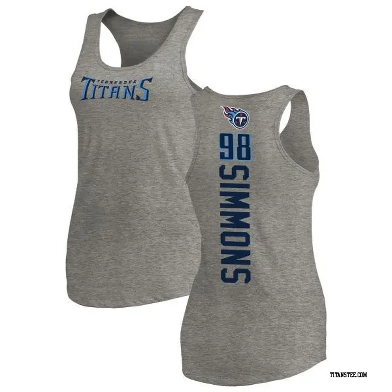 Women's Tennessee Titans ＃98 Jeffery Simmons Ash Backer Tank Top