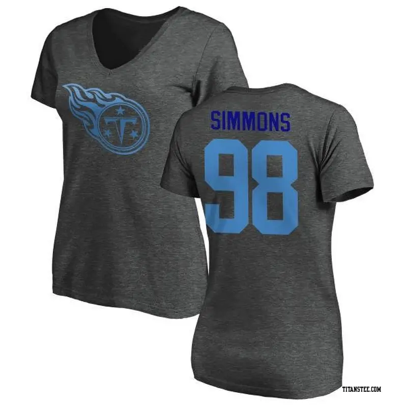 Women's Tennessee Titans ＃98 Jeffery Simmons Ash One Color T-Shirt
