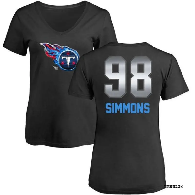 Women's Tennessee Titans ＃98 Jeffery Simmons Black Midnight Mascot T-Shirt