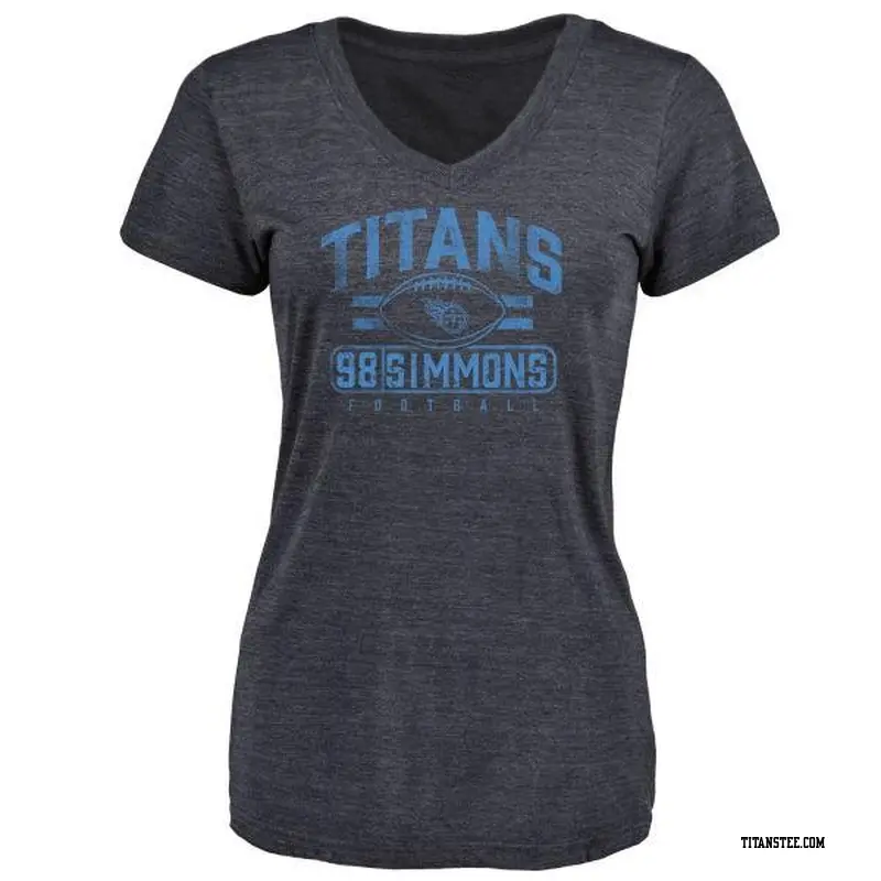 Women's Tennessee Titans ＃98 Jeffery Simmons Navy Flanker T-Shirt