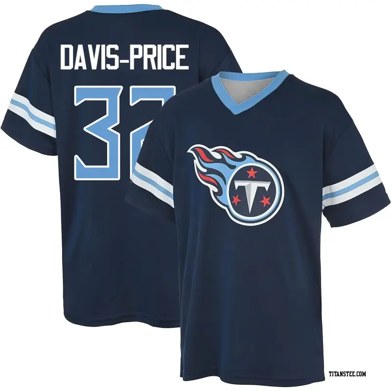 Youth Tennessee Titans ＃32 Tyrion Davis-Price Navy Name & Number Game Day V-Neck T-Shirt