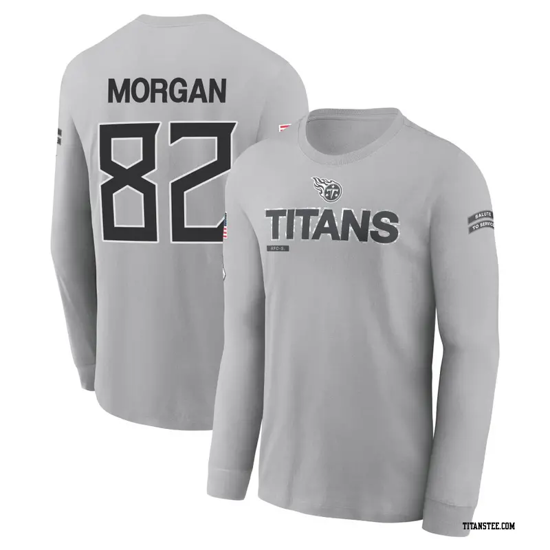 Youth Tennessee Titans ＃82 Stanley Morgan Jr. Gray 2024 Salute to Service Long Sleeve T-Shirt