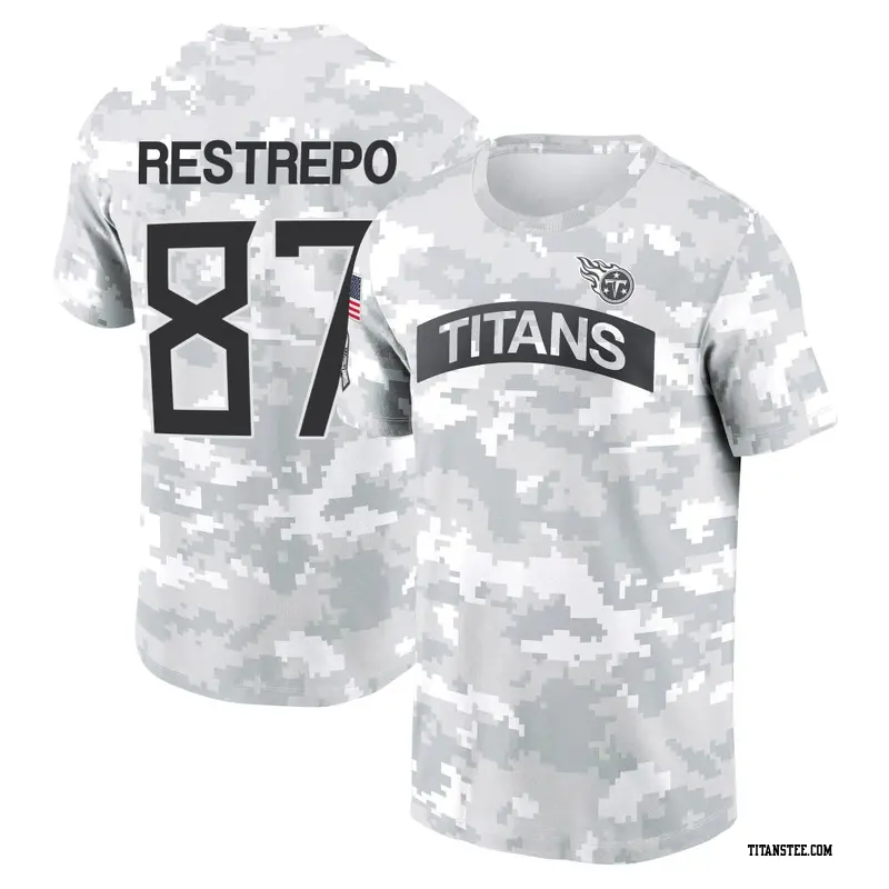Youth Tennessee Titans ＃87 Xavier Restrepo Camo Arctic 2024 Salute to Service Performance T-Shirt