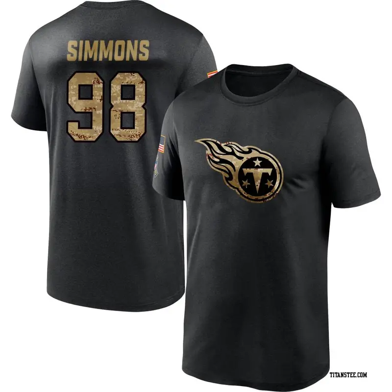 Youth Tennessee Titans ＃98 Jeffery Simmons Black 2020 Salute To Service Performance T-Shirt