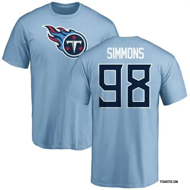 Youth Tennessee Titans ＃98 Jeffery Simmons Light Blue Name & Number Logo T-Shirt