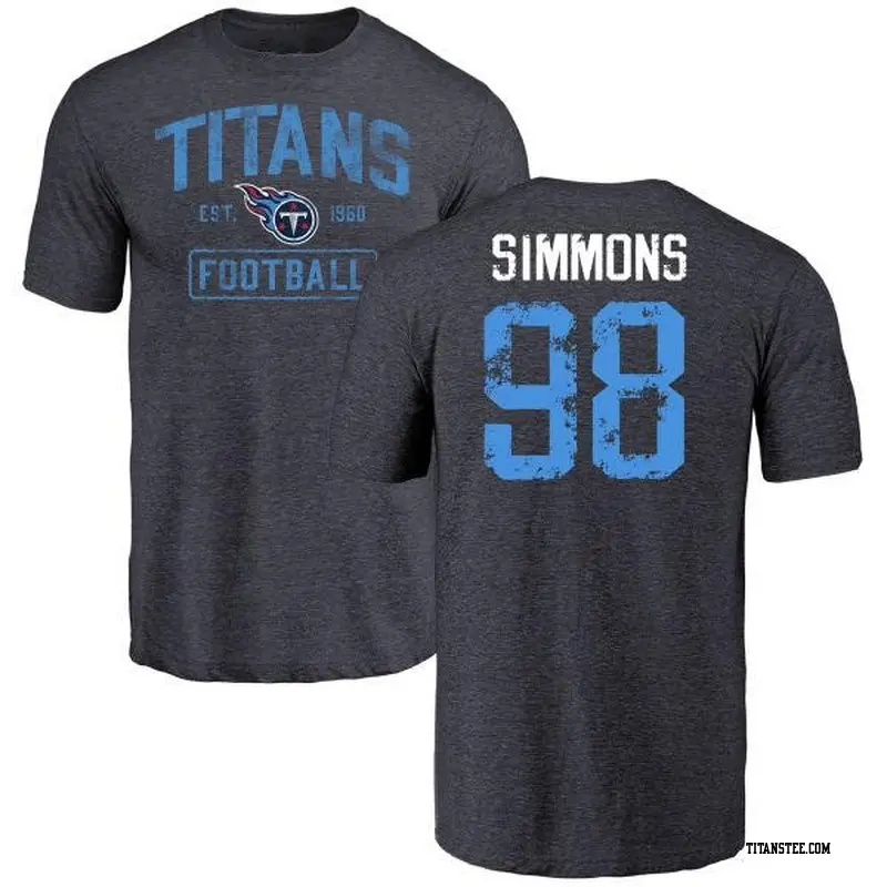 Youth Tennessee Titans ＃98 Jeffery Simmons Navy Distressed Name & Number T-Shirt