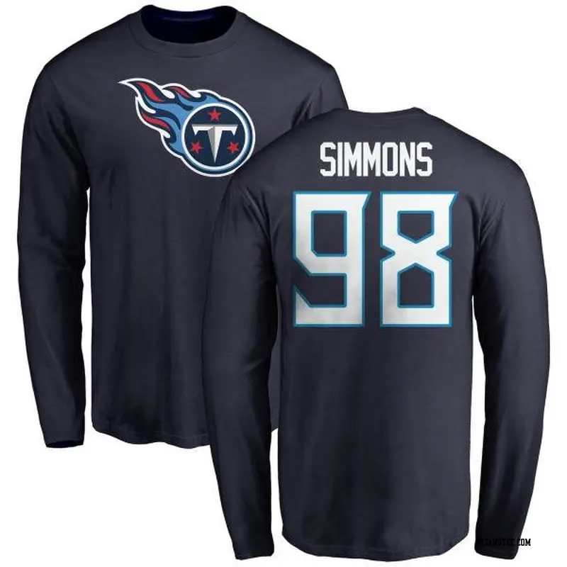 Youth Tennessee Titans ＃98 Jeffery Simmons Navy Logo Long Sleeve T-Shirt