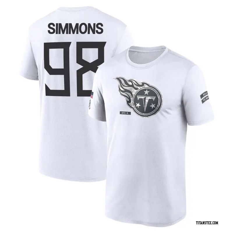 Youth Tennessee Titans ＃98 Jeffery Simmons White 2024 Salute to Service Performance T-Shirt